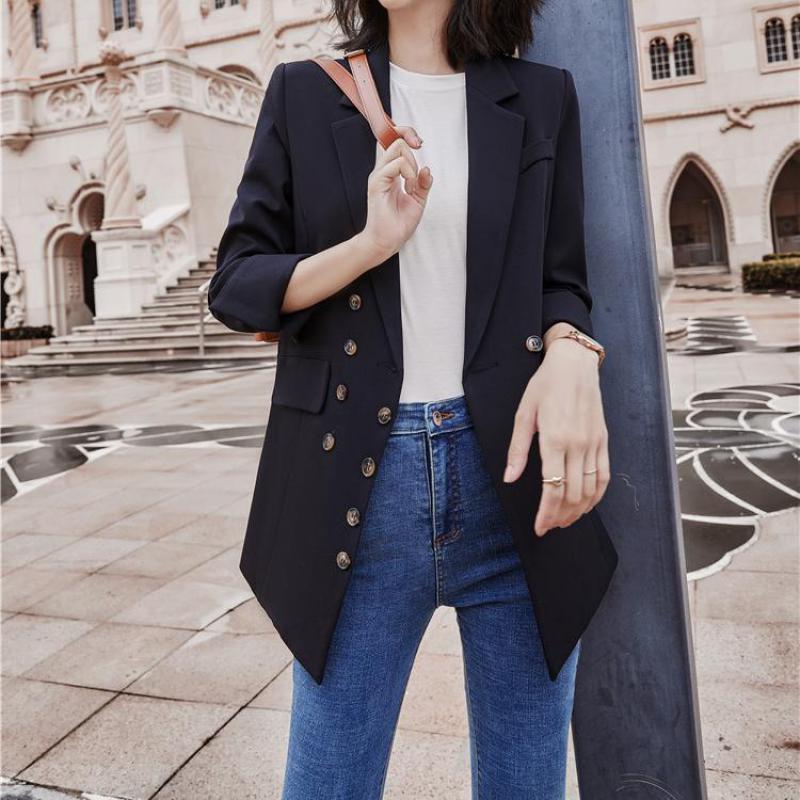 Lauri Laki bureau dame Blazer femmes solide à manches longues costume Blazer manteau rétro noir kaki Blazer veste automne