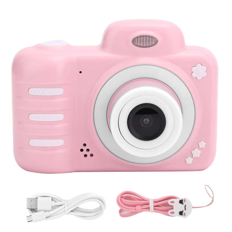 Dual Lens Kids Camera 2.4in Full Hd Scherm 1080P Fotografie Video Speelgoed Voor Kinderen: Roze