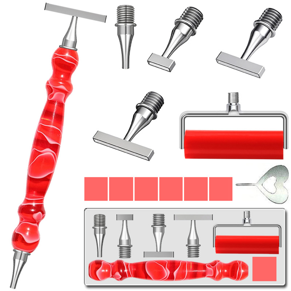 Kit de bolígrafo de punto con cuentas para pintura de diamante, ergonómico, con hilo delgado, acero inoxidable, cabezales de bolígrafo de Metal, accesorios de herramientas: Negro