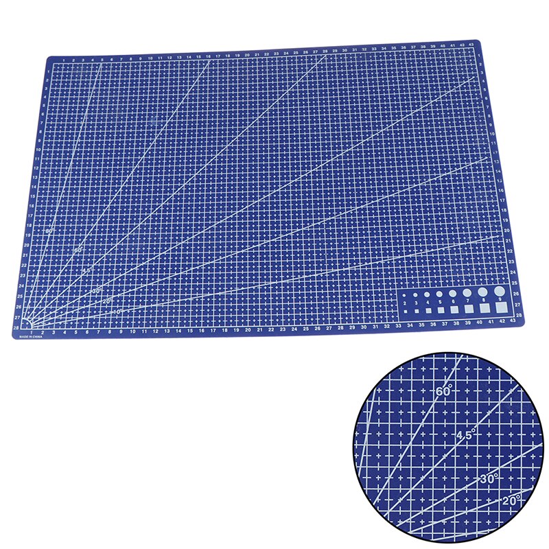 1 stk  a3 pvc rektangulær plast 45cm x30cm a3 skæreplade skæremåtte gitter line værktøj