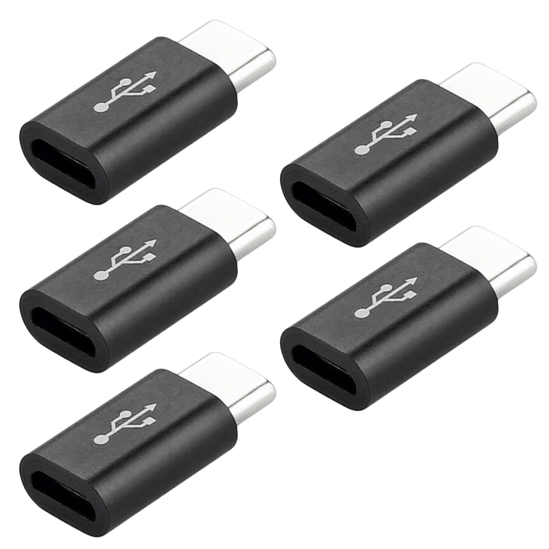 5Pcs Zwart/Wit Mini Draagbare Praktische Usb 3.1 Type C Naar Micro Usb Adapter Usb Kabel Opladen Converter data Adapter Converter