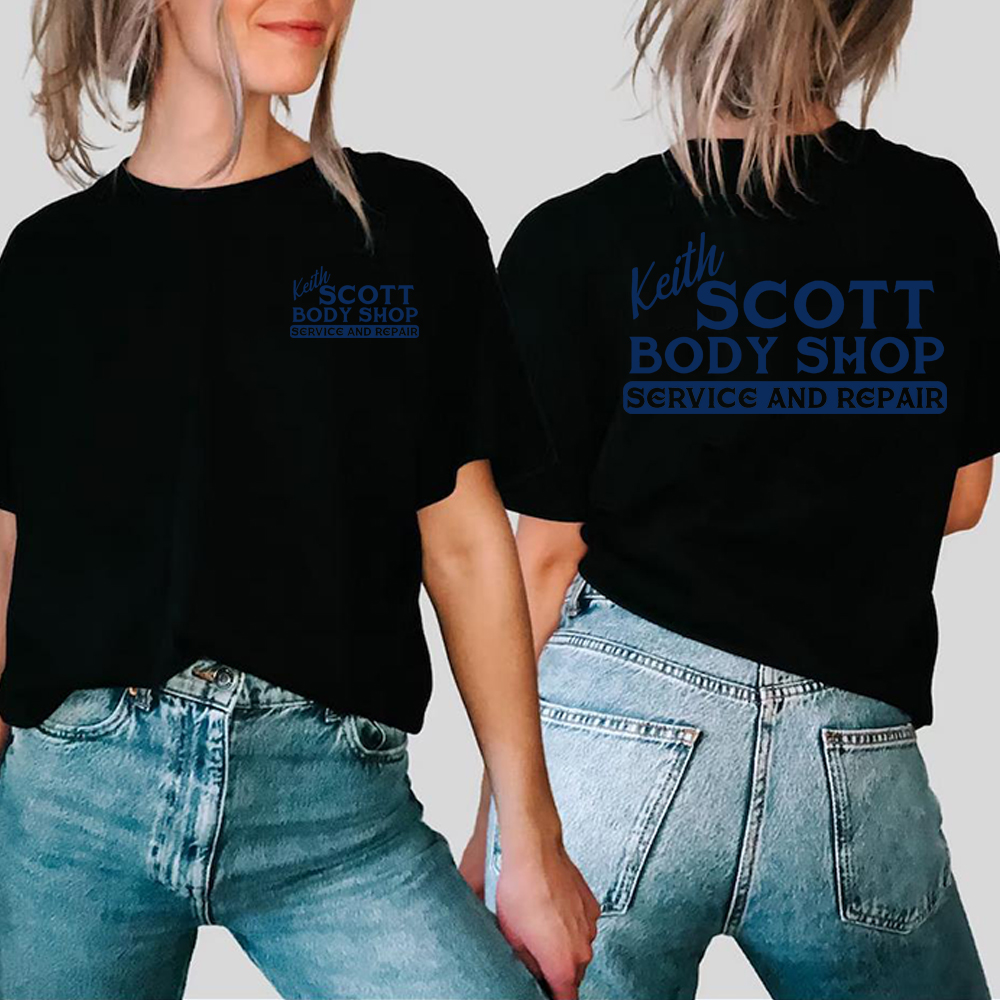 Keith Scott Body Shop T-shirt Tv Showe One Tree Hill Shirt Ravens Basketball Tee Retro 2 Side Print OTH Lucas Nathan Scott Tops