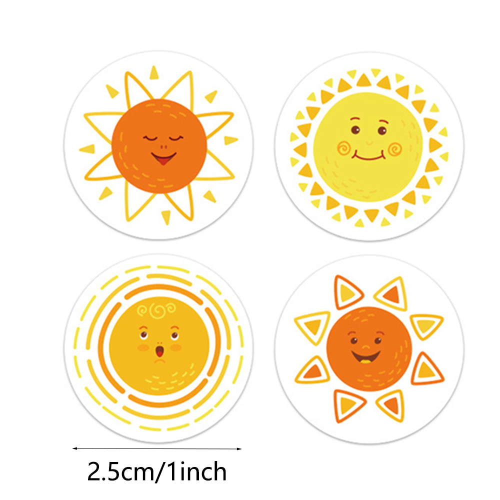 100-500 stücke 8 Stile Runde Karikatur Sonne Smiley freundlicher Belohnung Aufkleber Handgemachten Partei Scrapbooking Verpackung Dichtung Etikett
