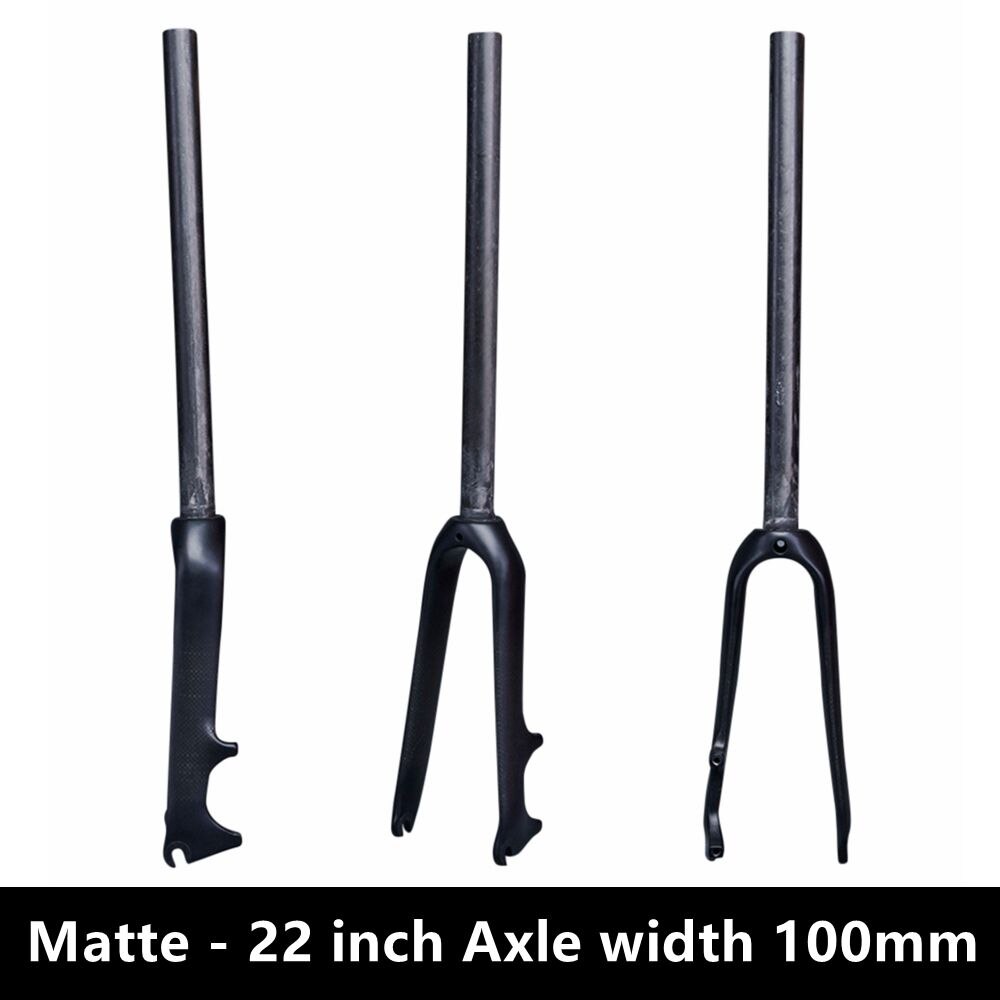 Glanzende/matte 3k carbonvezel opvouwbare bmx-fietsvork voorvork 14 16 18 20 22 inch stuurbuis 28.6mm schijfremmen: Mat 22 inch 100mm