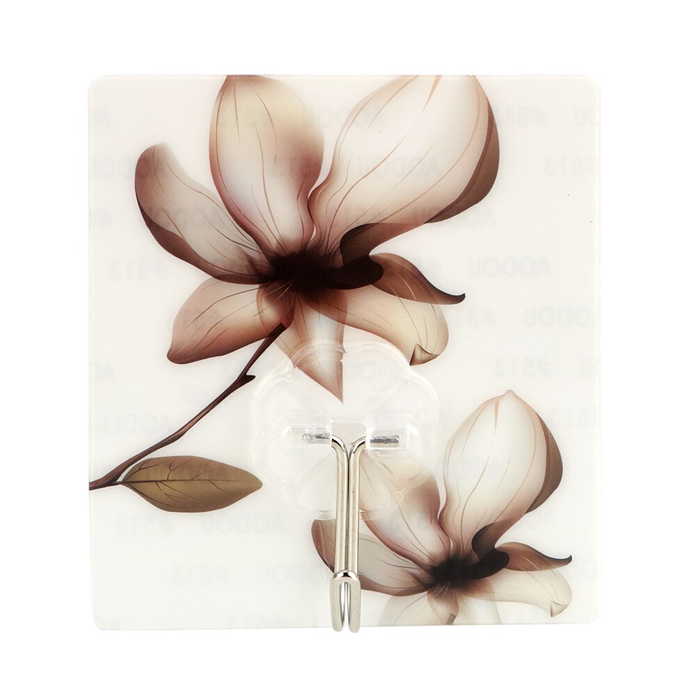 Support collant mural accessoires de salle de bain salle de bain cuisine crochets vêtements porte-serviettes crochet adhésif motif fleur: Grey