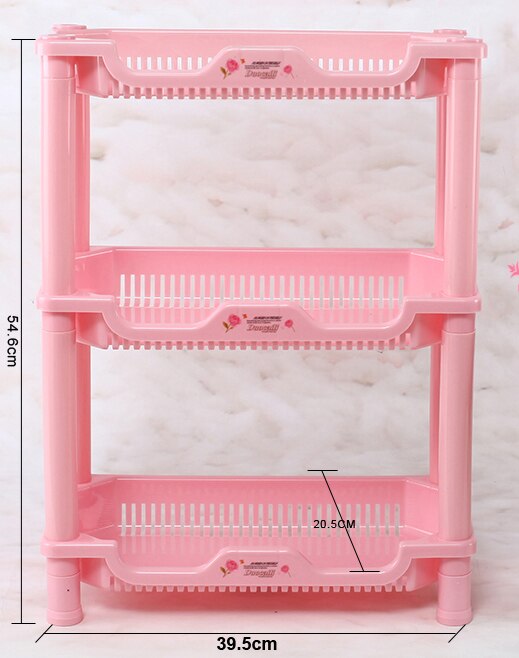 4 Layer PP dish rack kitchen organizer and storage White Hollow Bathroom Shower Sundries rack shelf room ZL304: pink 3 layer