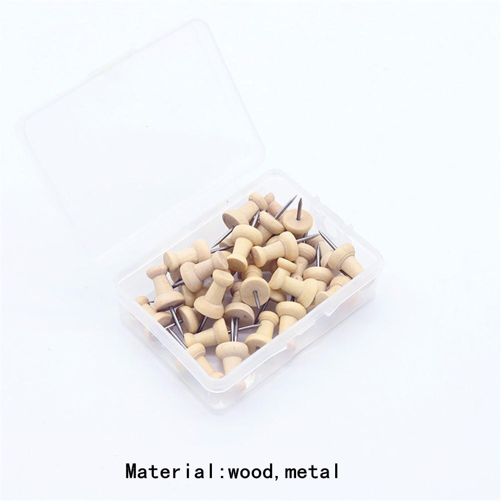 40pcs/box Map Thumbtacks Wood Push Pins Diy Thumb Tacks For Photos Cork Board: 1