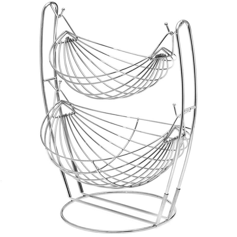 2 Tier Fruit Basket,Double Fruit Tray, Removable Bread Stand Fruit Storage Basket Produce Metal: Default Title