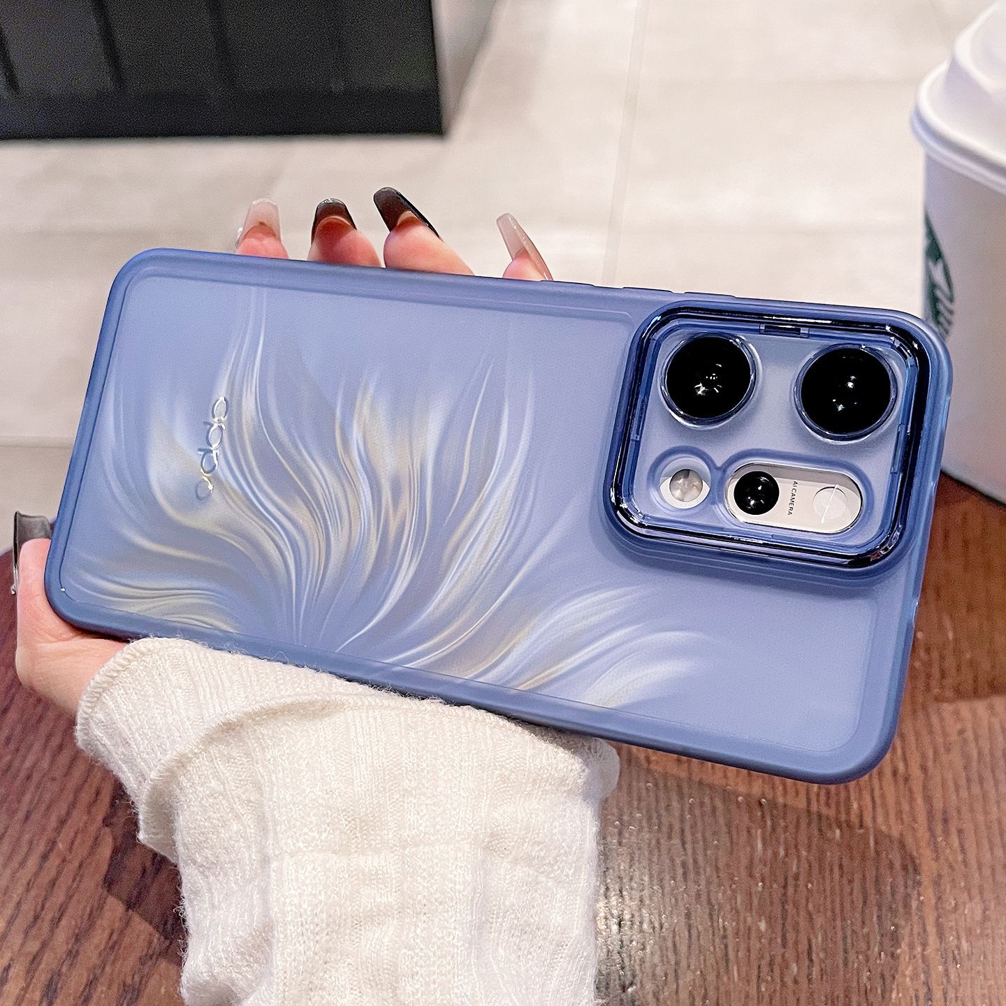 For OPPO Reno 14 13 Pro 14F 13F Case Transparent TPU -proof Cover For OPPO Reno14 13 Pro 14 13 F Funda: Wood / Blue