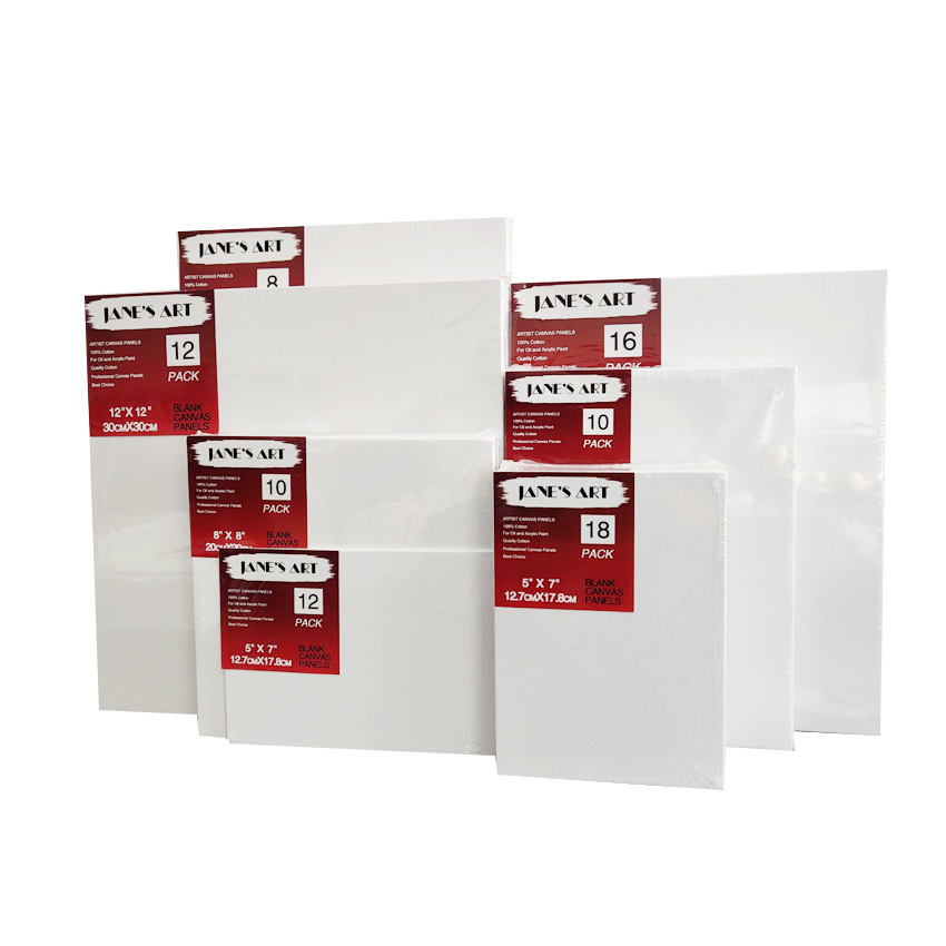 Papel de lienzo al óleo en blanco para pintar, tablero de dibujo de madera, paquete de 12 paneles de pintura artística de Jane, 5x7 pulgadas/8x8 pulgadas/8x10 pulgadas