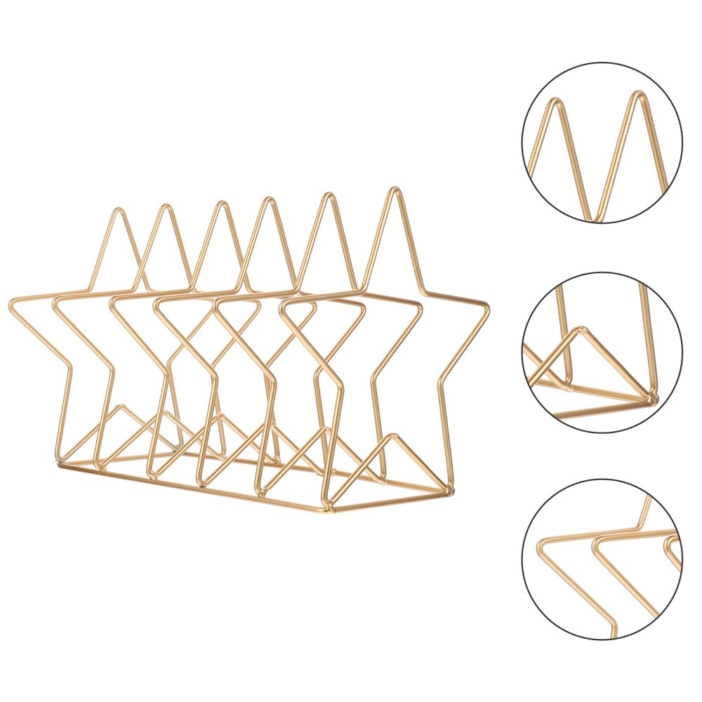 1pc Book Rack Desktop Star Bookshelf Magazine Storage Shelf for Office Home: Golden