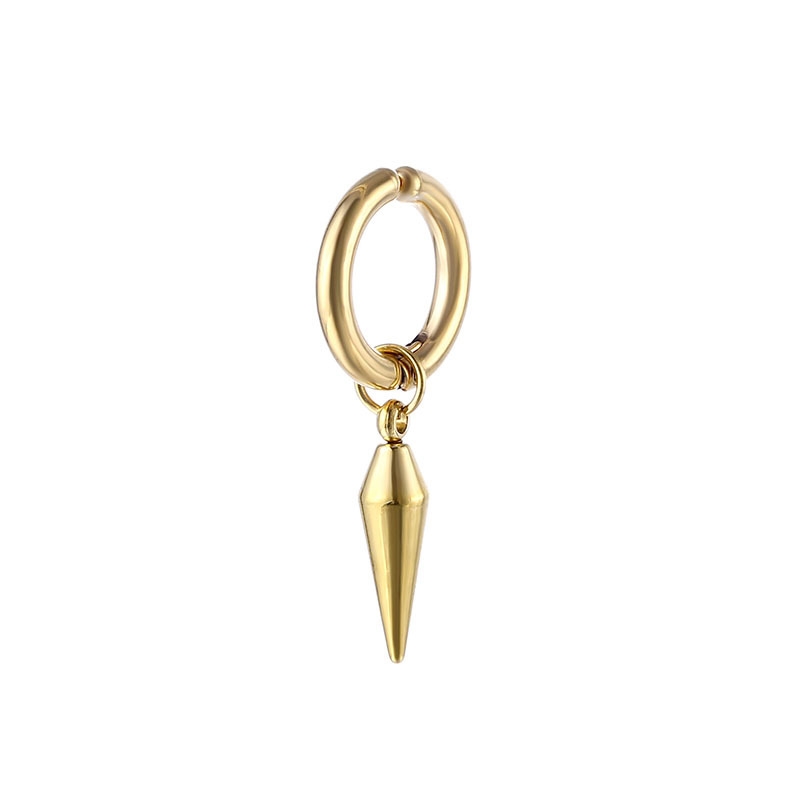 1 Uds. Pendientes Punk de acero inoxidable Unisex con Clip negro para hombre, pendientes colgantes con forma de estrella triangular geométrica, joyería gótica para mujer: Color amarillo claro