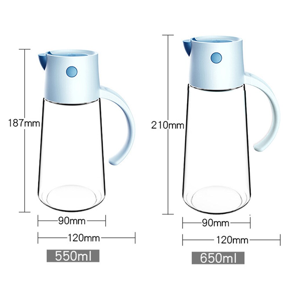 550/650ml genomskinliga glasflaskor för oljeförvaring med våg och handtag oljetankkruka läckagefri sojasåsvinägerförseglad burk