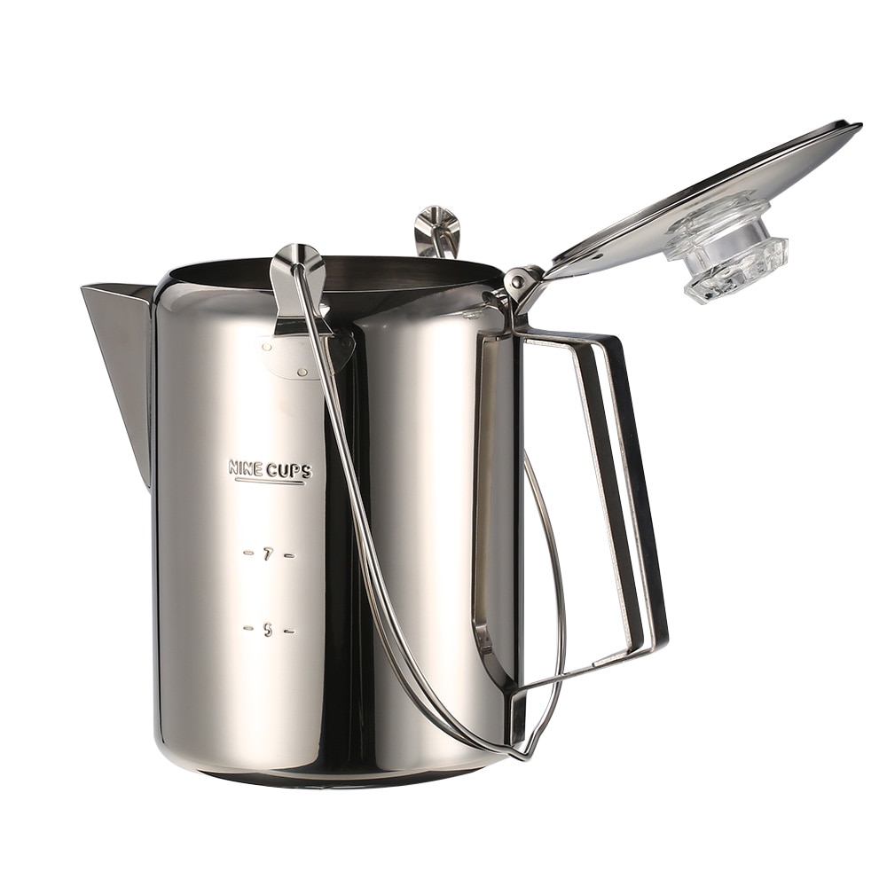 9 Cup Markering Rvs Percolator Koffie Pot Camping Thuis Keuken Kantoor Waterkoker Koffiezetapparaat