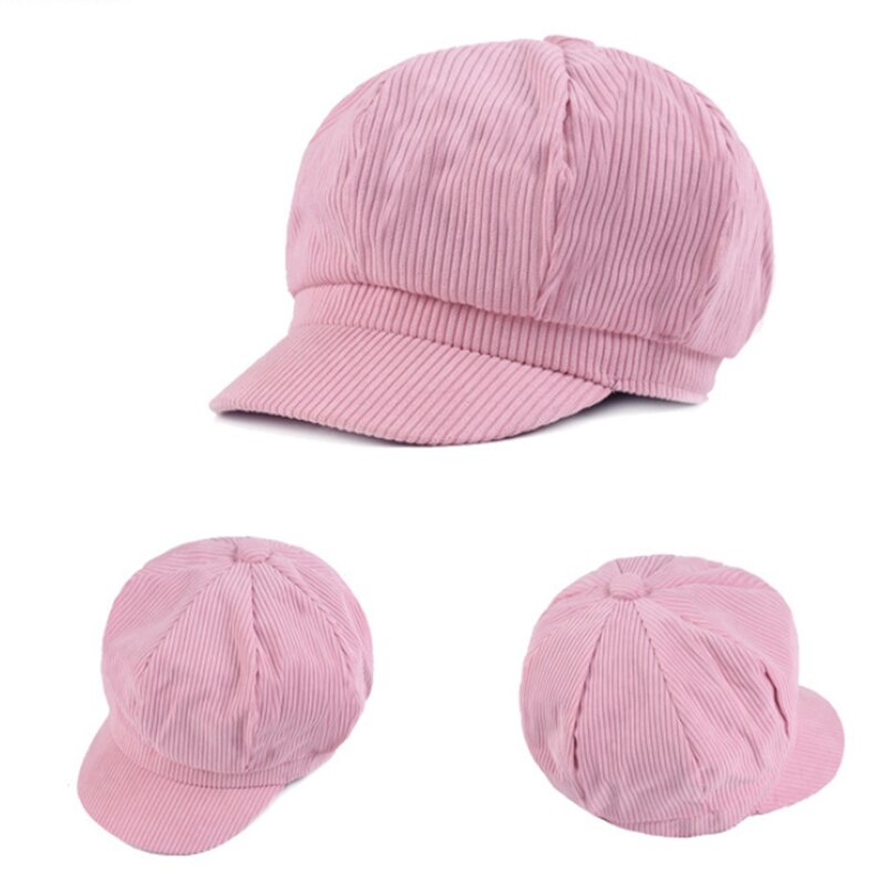 Gorra de pana estilo intelectual Retro para mujer, gorro con Cierre trasero, accesorios de sombrero de ocio,