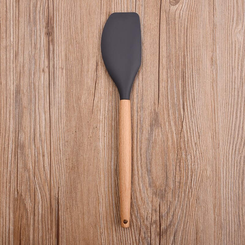 8-piece silicone kitchenware set with wooden handle nonstick silicone spatula kitchen tool silicone cooking kitchenware set: G