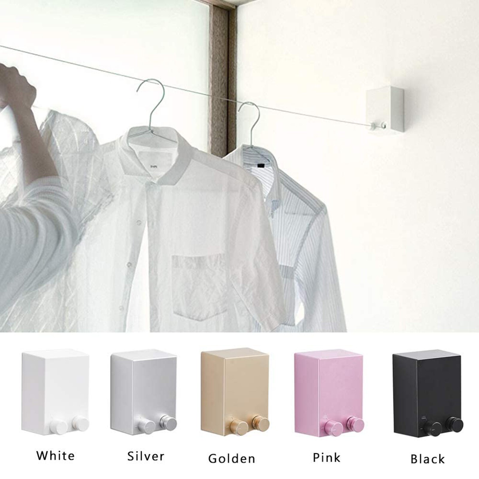 Stretch Washing Clothes Rope Shrinking Wall Mounted Method Punch-free 4.2M Stretch Line Punch-free Retractable Clothesline