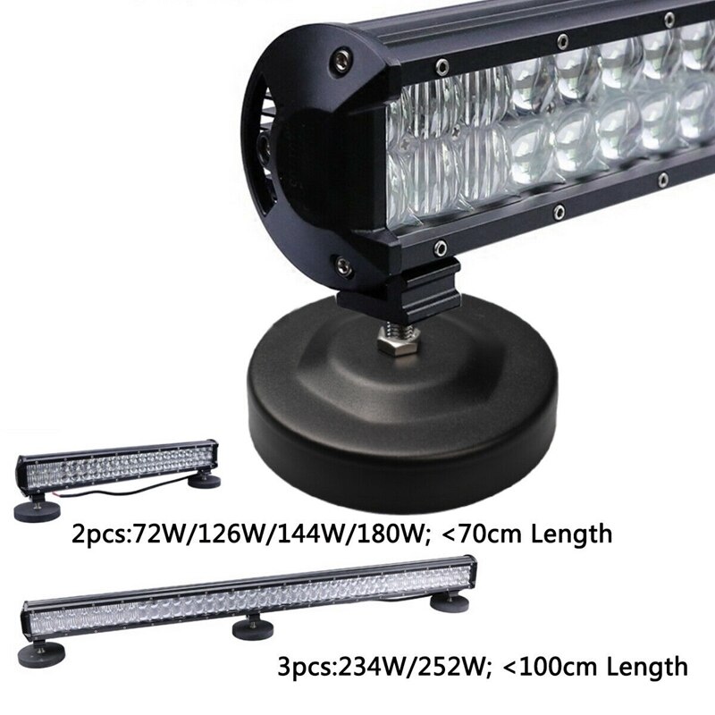 2 Pcs Magnetic Work Light Bar Mount, Powerful Magnet Mounting Brackets Base with Rubber Pad for Off-Road Driving Lamp, Curved LE