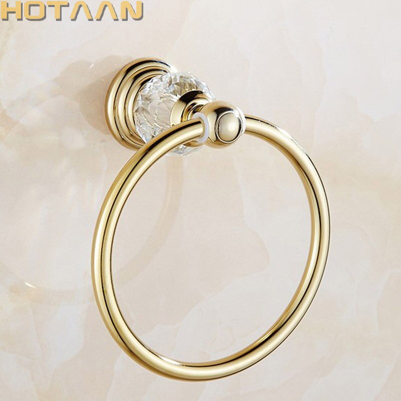 Luxe Crystal Handdoek Houder Gouden Handdoek Ring Ronde Wandmontage Handdoekenrek Bar Houder Klassieke Badkamer Accessoires YT-12891G