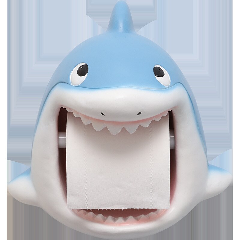 Resin animal toilet paper holder perforated free paper holder bathroom waterproof shark/dinosaur/lion tissue storage towel rack