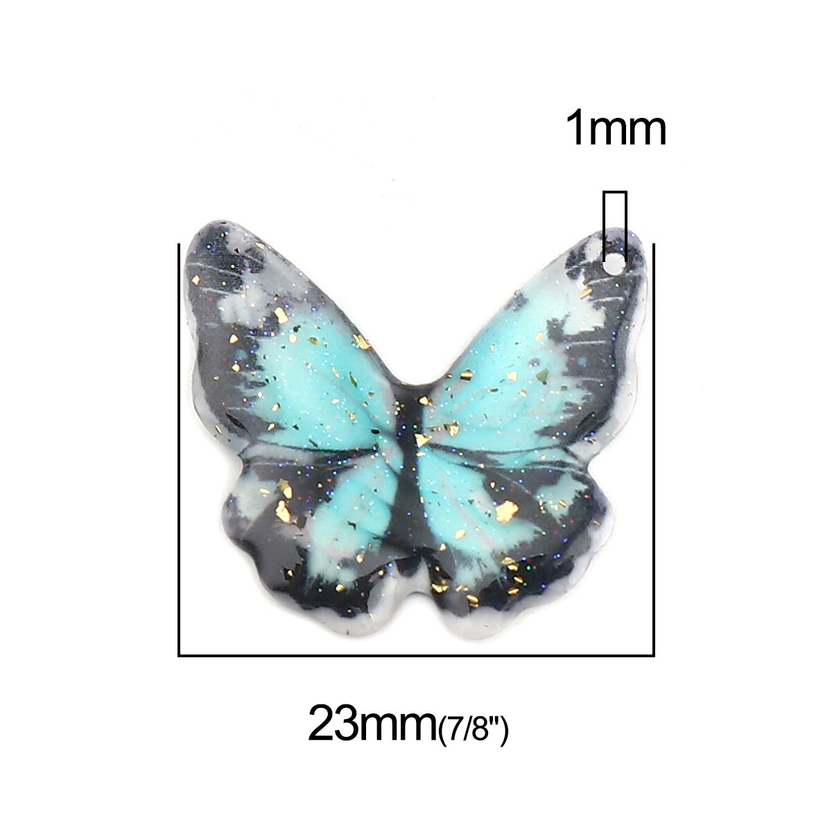 3/5PCs fascini del pendente della serie della farfalla dell'insetto della resina per la fabbricazione di gioielli foglia d'oro farfalla animale blu viola stagnola 23mm x 22mm: 5PCs-3