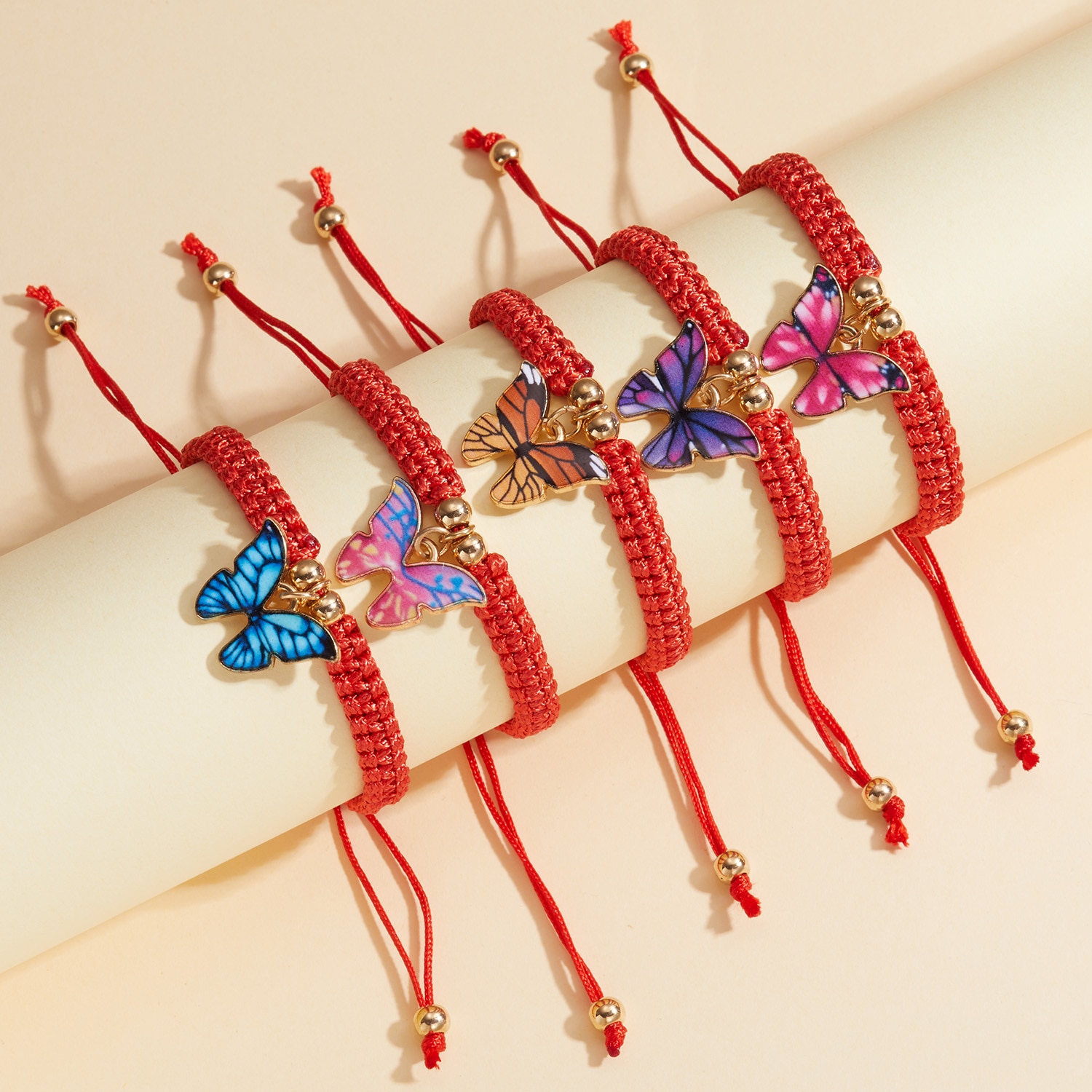 Colorul Cute Butterfly Bracelet for Women Charm Bracelet Adjustable Red Rope Chain Anklet Children Girl Jewelry