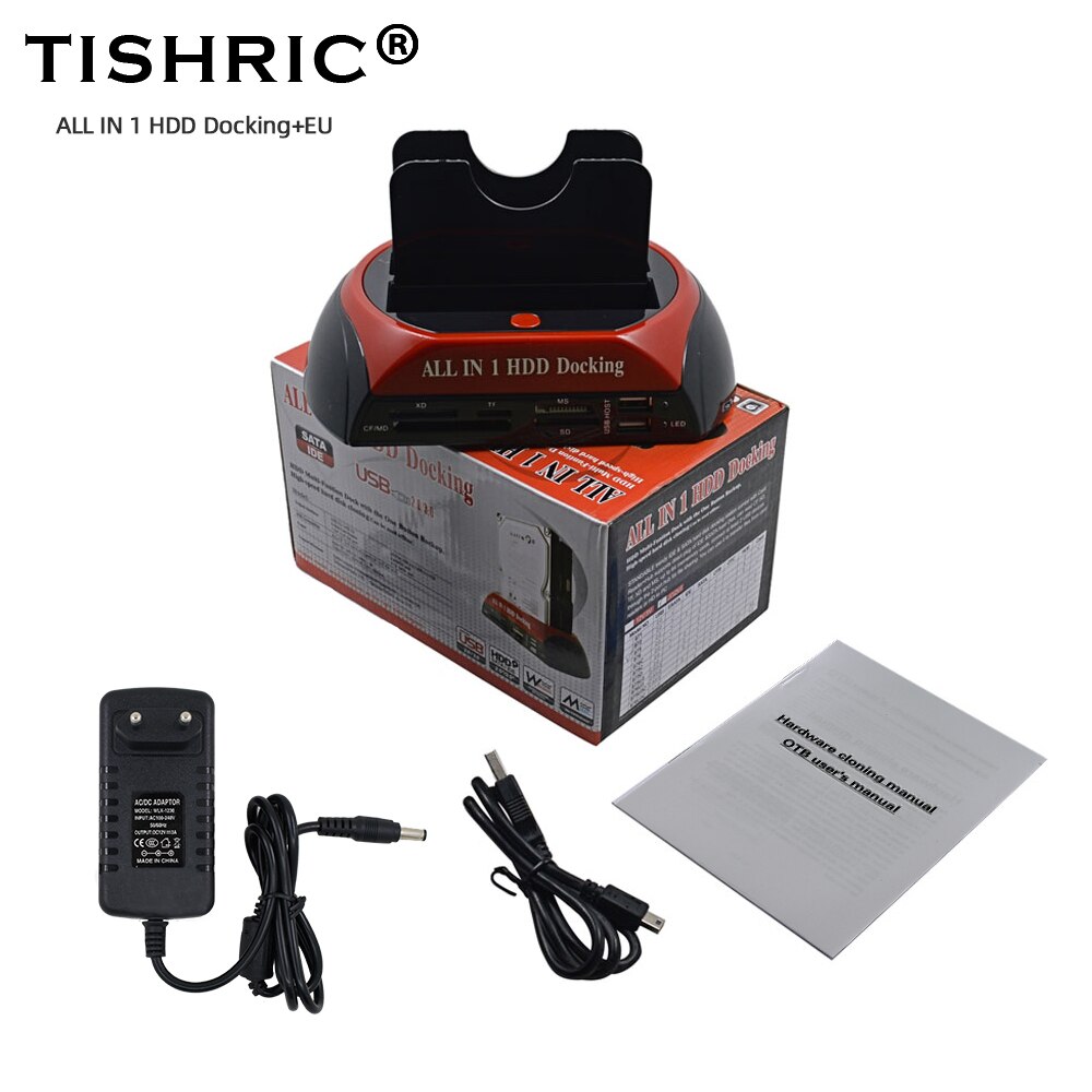 TISHRIC-estación de acoplamiento para disco duro, carcasa transparente externa, IDE, SATA, USB 3,0, 2,5 &quot;, 3,5&quot;: EU Plug USB2.0