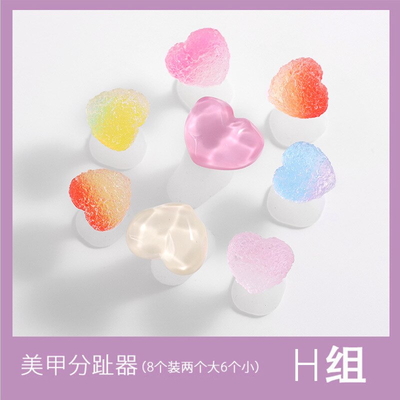 8 pçs arte do prego silicone toe separador flor coração pérola diamante silicone pé dedos separadores sílica gel dedo do pé espalhador: H