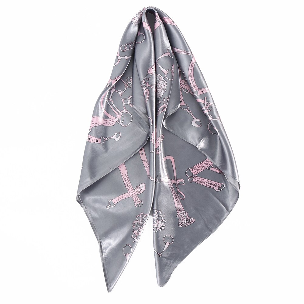 Foulard en soie pour femmes, classique rétro, en Satin, Bandana, Cheveux doux, Hijab, 90x90cm