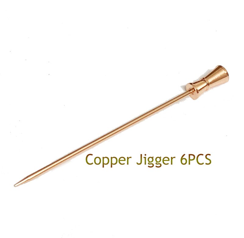 Stainless Steel Cocktail and Martini Picks - For Perfect Drink Presentation, Reusable Set of 6: Jigger Copper 6pcs