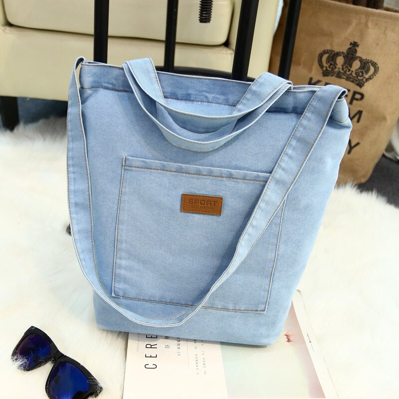 Casual Entwickelt Denim Jean Tote Schulter Tasche Handtaschen Frauen Einkaufstaschen Neue Vintage frauen Handtasche Tragbare: light blue