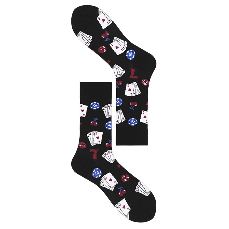 Casual Sokken Dobbelstenen Poker Kaart Gedrukt Anti-Slip Ademend Katoen Kousen Schoeisel Accessoires .: B