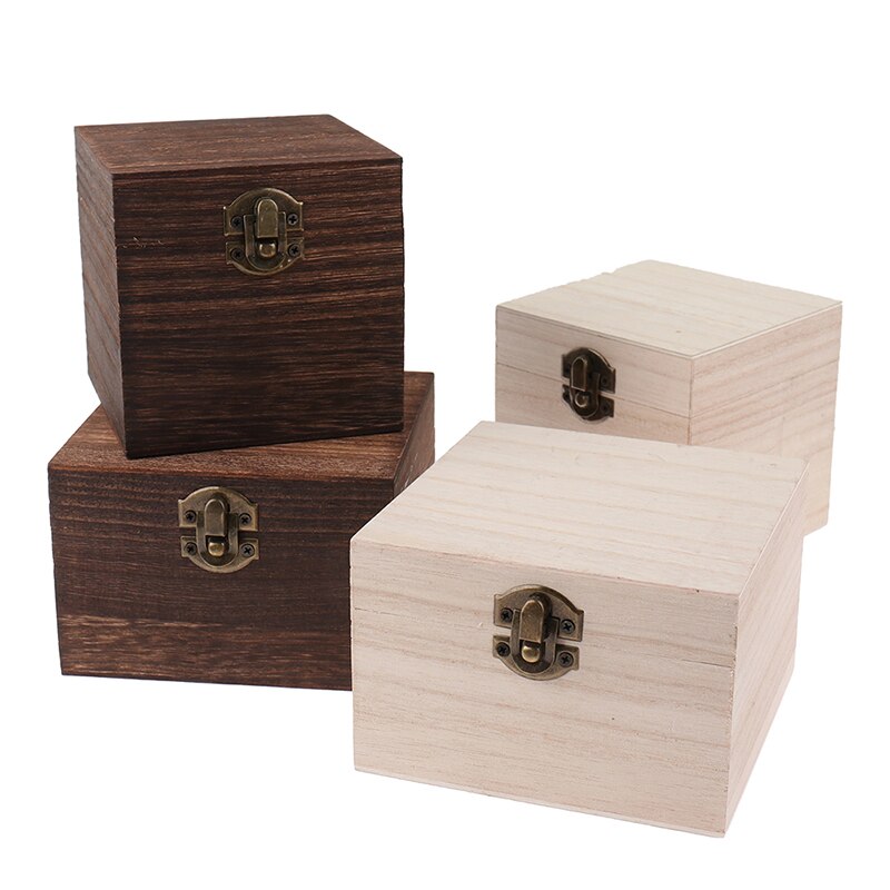 Wooden Paulownia Box Postcard Storage Organizer Box Retro Jewelry Box Desktop Handmade Wood Clamshell Storage Hand Decoration