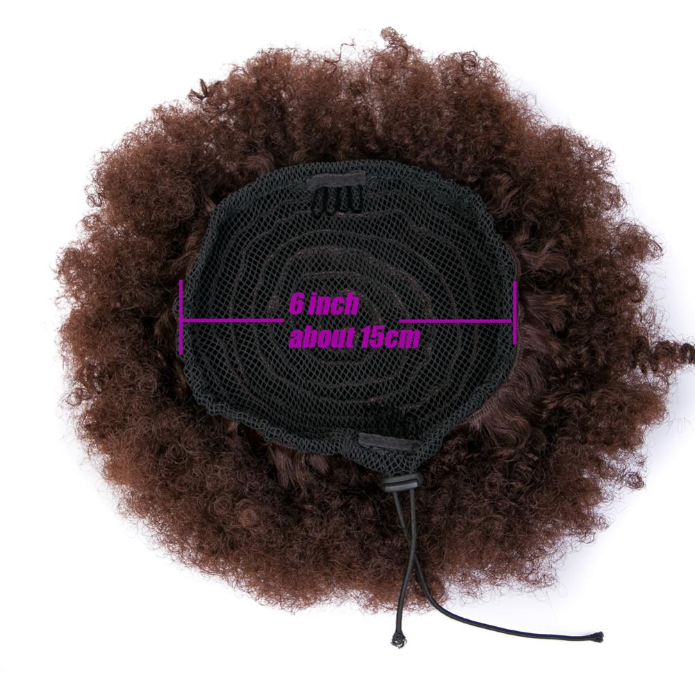 Syntetyczne krótkie pukiel włosów afro kok wysokiej temperatury sznurkiem przypinany kucyk w robić przedłużania włosów na ptyś włosów kok czarny