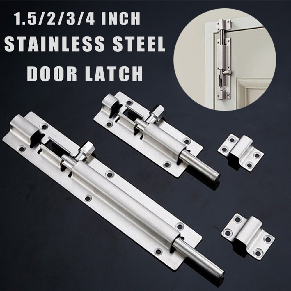 1.5/2/3/4 Inch Silver Stainless Steel Door Sliding Lock Barrel Bolt Durable Anti-theft Gate Safety Lock Home Decoration