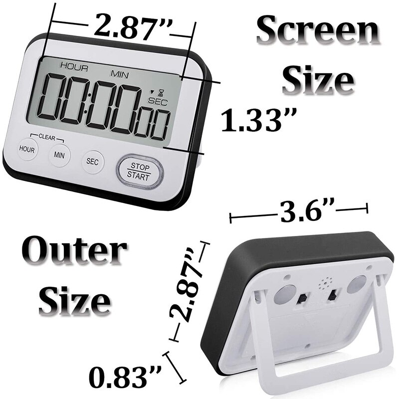 Keuken Timer 2 Pack Digitale Luid Wekker Grote Lcd Sn Stille Multifunctionele Voor Leraren Kids