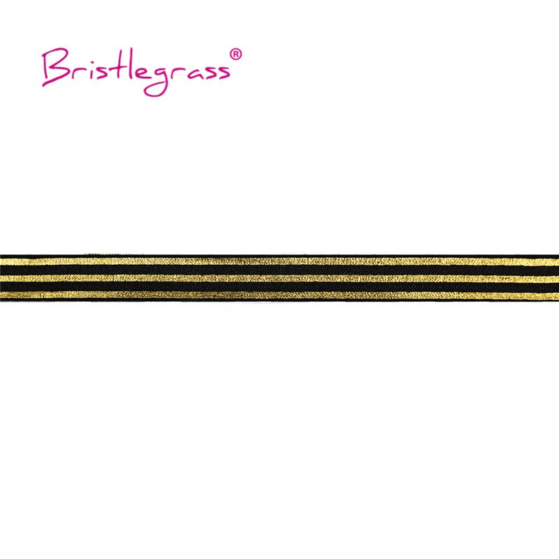 Bristlegrass 5 yard 5/8 " 15mm gouden lijn streep folie print vouw over elastische foe spandex band haarelastiek hoofdband tutu jurk naaien