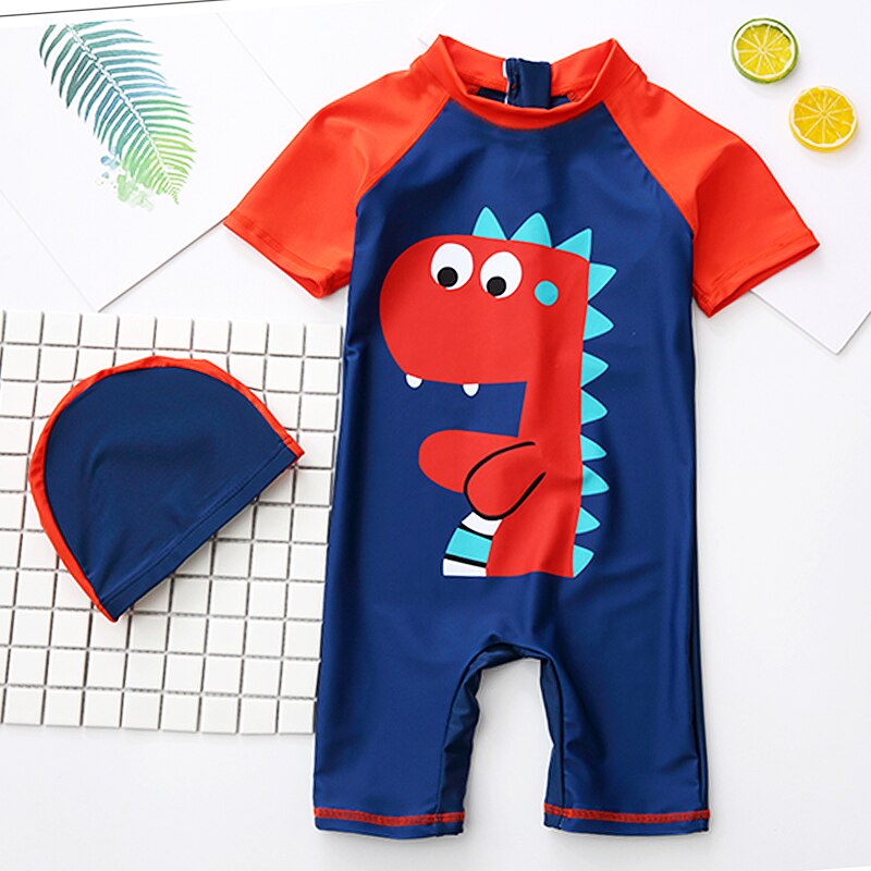 Bonito do bebê meninos maiô com padrão dos desenhos animados criança maiô crianças roupa de banho uma peça terno de natação para crianças: 8