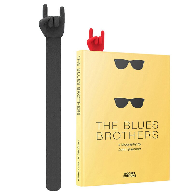 1 szt. Kreatywna 3D muzyka rockowa palec zakładki robić książek materiał silikonowy dla dzieci zabawna zakładka robić książek nowość moda artykuły papiernicze prezenty: czarny