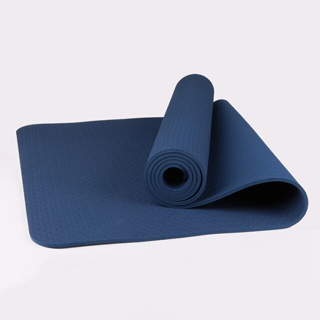 1830*610*6Mm Yoga Mat Tpe Antislip Gymnastiek Mat Pilates Workout Mat Voor Yoga Fitness Gym thuis Yogamat Met Strip Zak: Blue