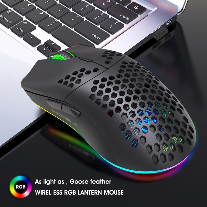 T66 2.4G Wireless Mouse Lightweight Honeycomb Shell RGB Gaming Mouse For Desktop Computers Laptop Backlit Rechargeable