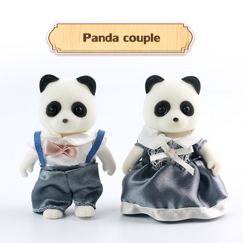 Giocattolo Animale della Foresta Famiglia 1:12 regalo di nozze decorazione Del Coniglio di casa delle bambole in miniatura Mobili In Legno Giochi Di Imitazione Set Per Il regalo Dei Capretti: Panda