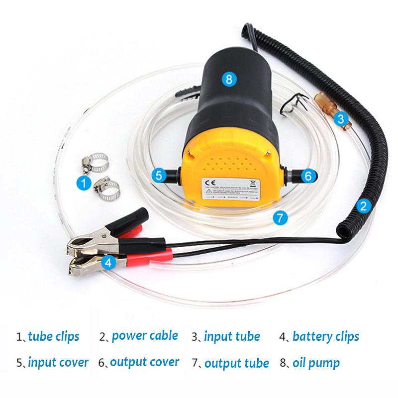 60W Electric Car Oil Pump Crude Oil Fluid Pump Extractor Transfer Engine Suction Pump + Tubes for Auto Car Boat Motorcycle 12V