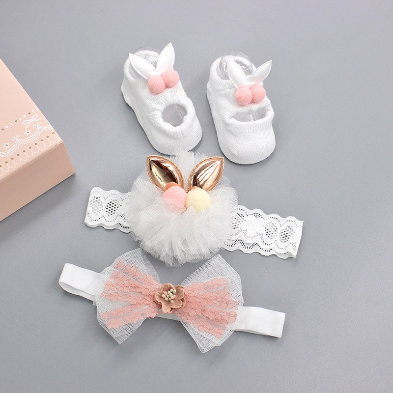 3 unids/set calcetines de bebé diademas de bebé chica pelo accesorios arco de encaje diadema de corona para bebés bebé ducha recién nacido: Style 2 G26 no box