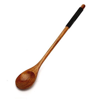Tie draad roeren honing houten lepel met een lange handvat theelepel creatieve en wind lange handvat houten lepels dessertlepel: Spoon2