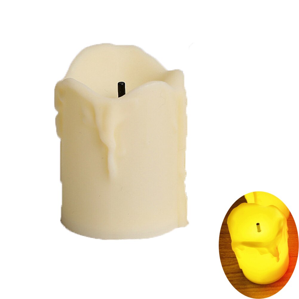 LED Candle Lights, Flameless Candle Lamp Battery Operated Tea Light Simulation Flame Plastic Flickering Tears Candle Light: Ivory 1pcs