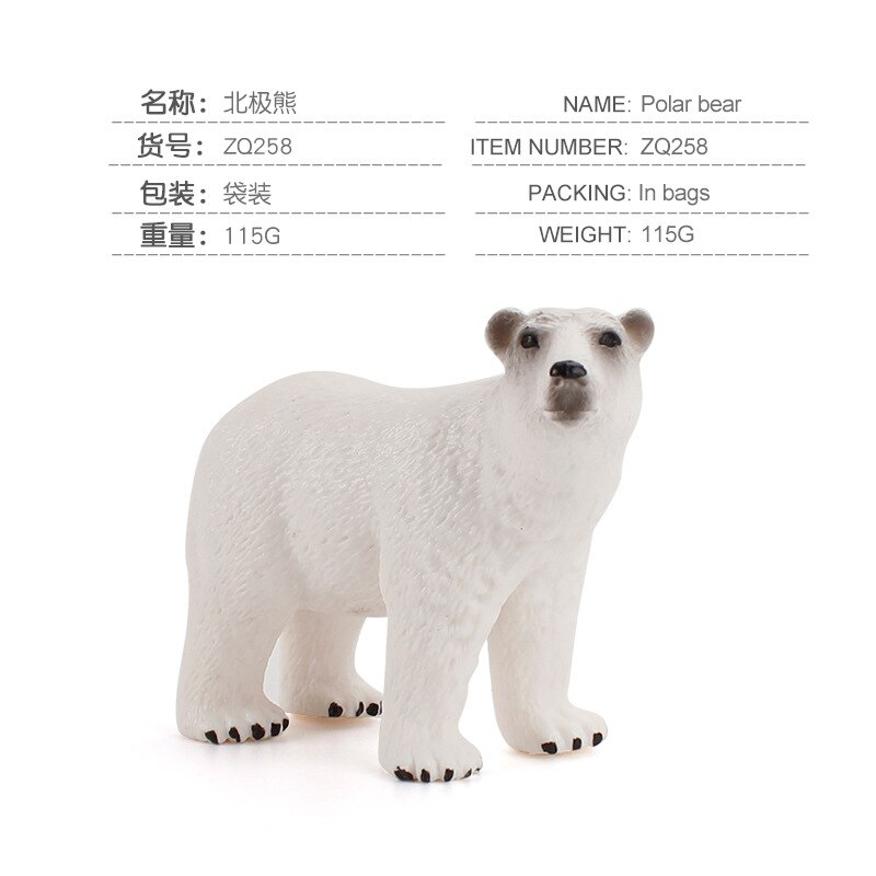 7-style Arctic Animal Simulation Model Penguin Polar Bear Mini Animal Puppets Model PVC Educational Toys for Children: ZQ258