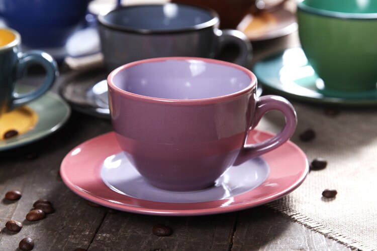 Kontinental farge kaffekoppsett britisk italiensk stil cappuccino mokka keramisk kaffekoppsett jul