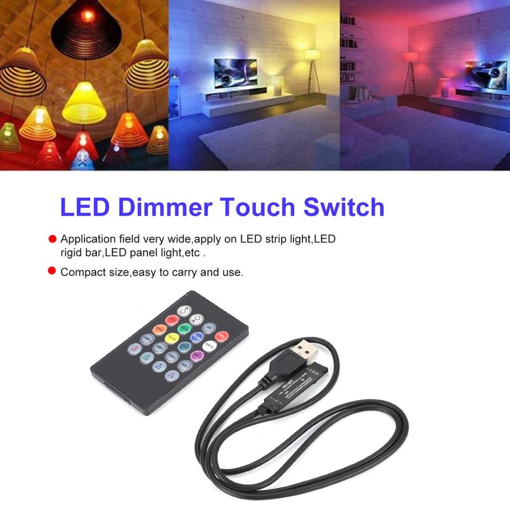 20 Keys USB IR RF Music Remote Control Sound Sensor for LED Strip light Controller Dimmer with Power Adapter