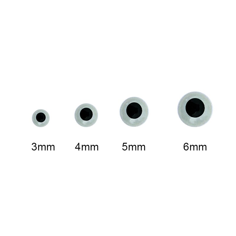 Lyserende Fiskelokke Øjne - 300 Stk - Hvid PVC - 3mm/4mm/5mm/6mm